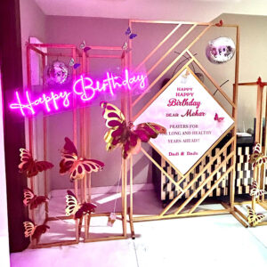 Exclusive Backdrop Decor with Frames and Neon Light by Party Interest | Delhi Party Planner