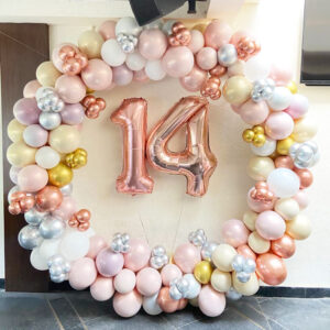 Happy Birthday Round Backdrop Decor with Latex Balloons by Party Interest | Delhi Party Planner